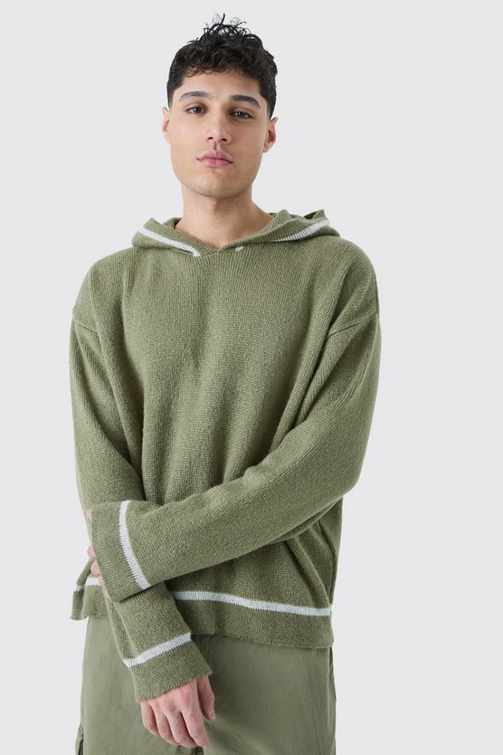 Kastiger Oversize Hoodie mit Kontrast-Naht