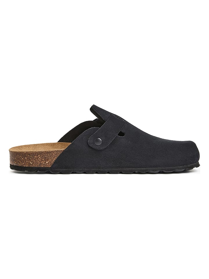 billowy Leder-Clogs in Schwarz günstig kaufen
