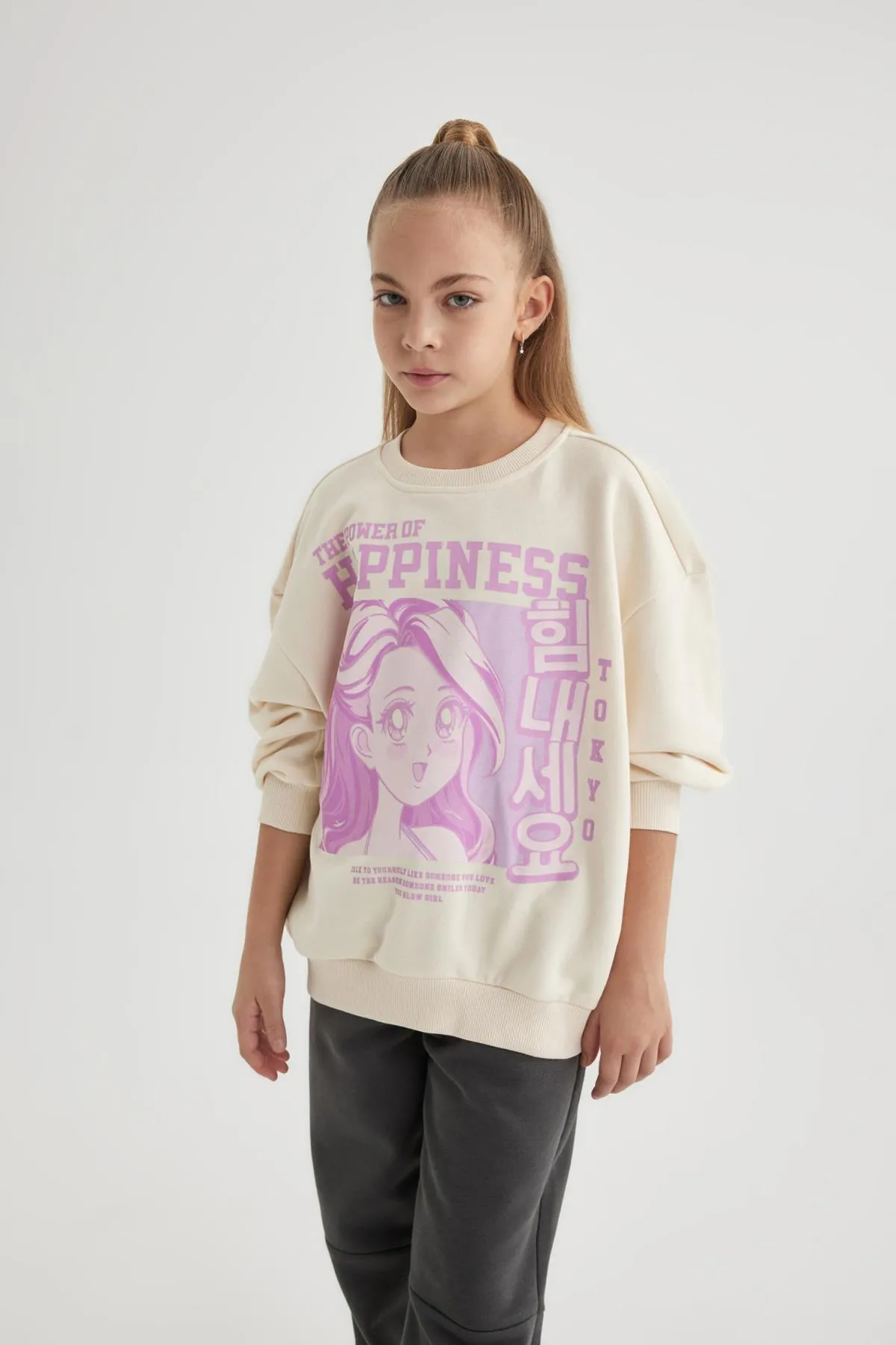 DeFacto  Bedrucktes Sweatshirt mit Rundhalsausschnitt und Relaxed Fit für Mädchen B4673a823wn