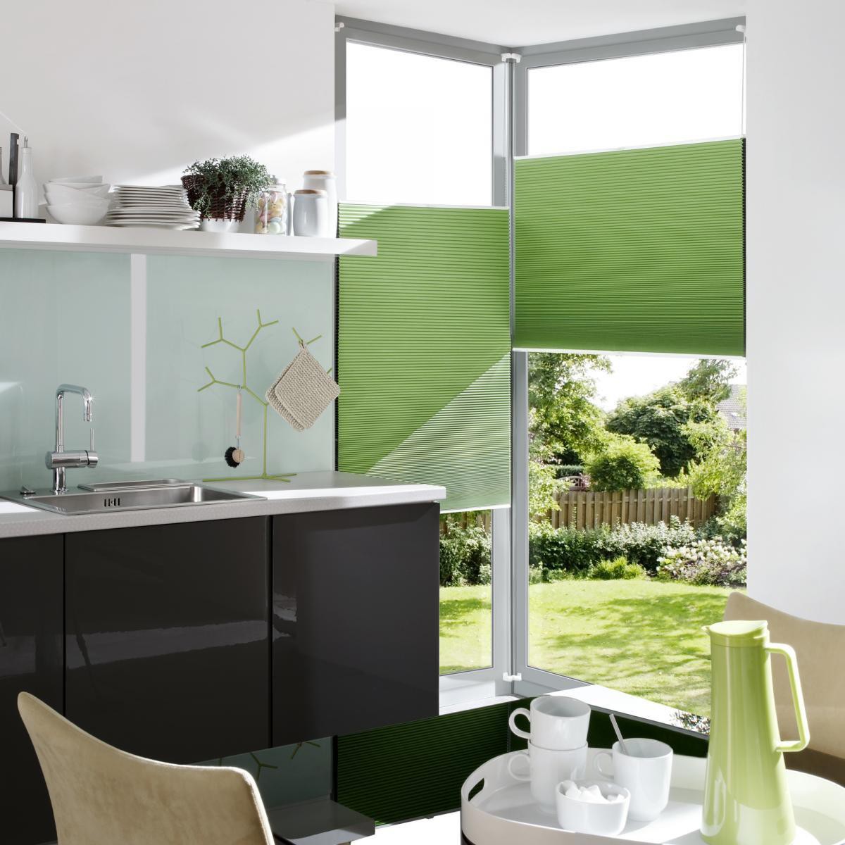 Bella Casa Klemmfix Thermo-Plissee verspannt, Verdunklung, 100 x 130 cm (Breite x Höhe), apfelgrün