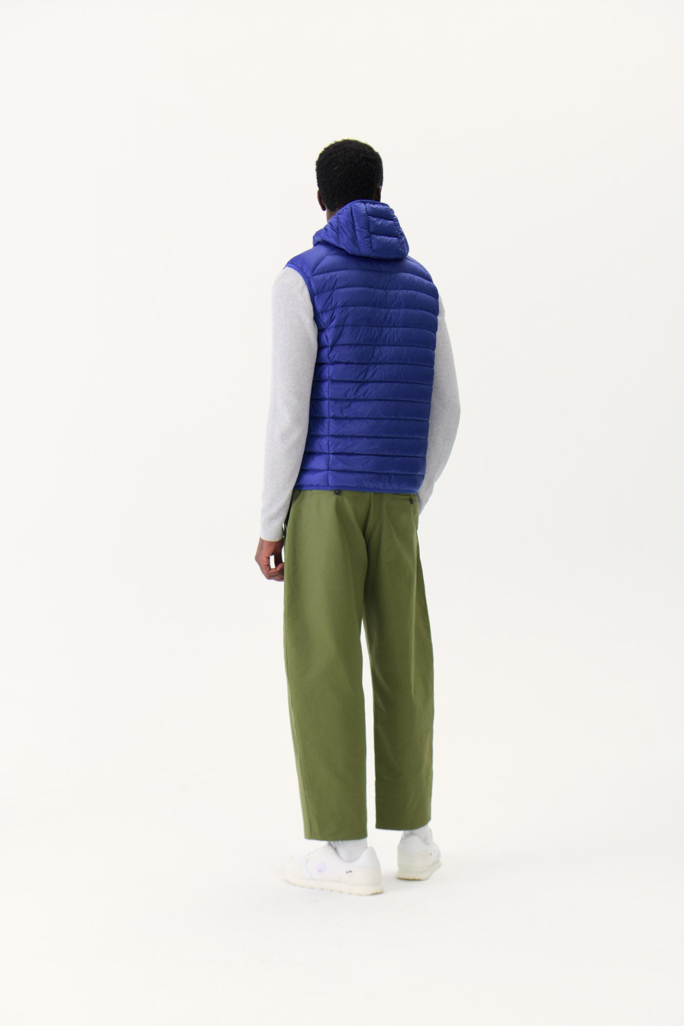 Doudoune sans manches à capuche Dark denim Pat