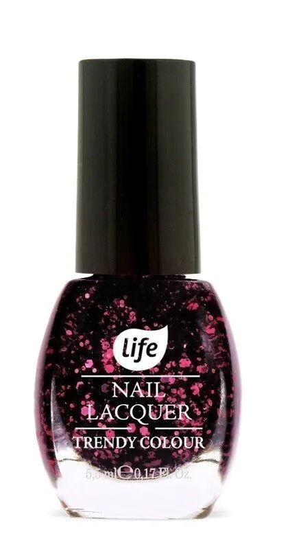 LIFE Trendy Colour Blizgučių Nagų Lakas 5.5g No. 190