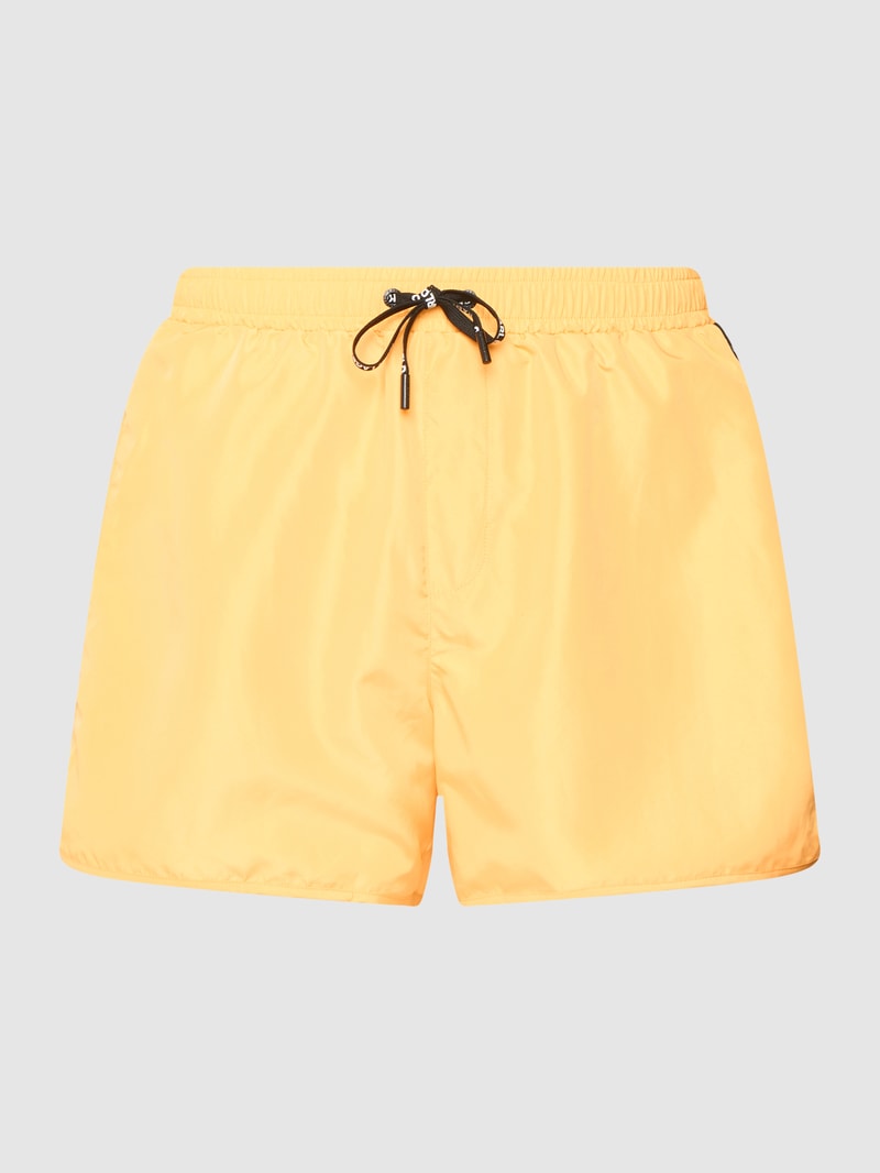Badehose mit Logo-Print in gelb