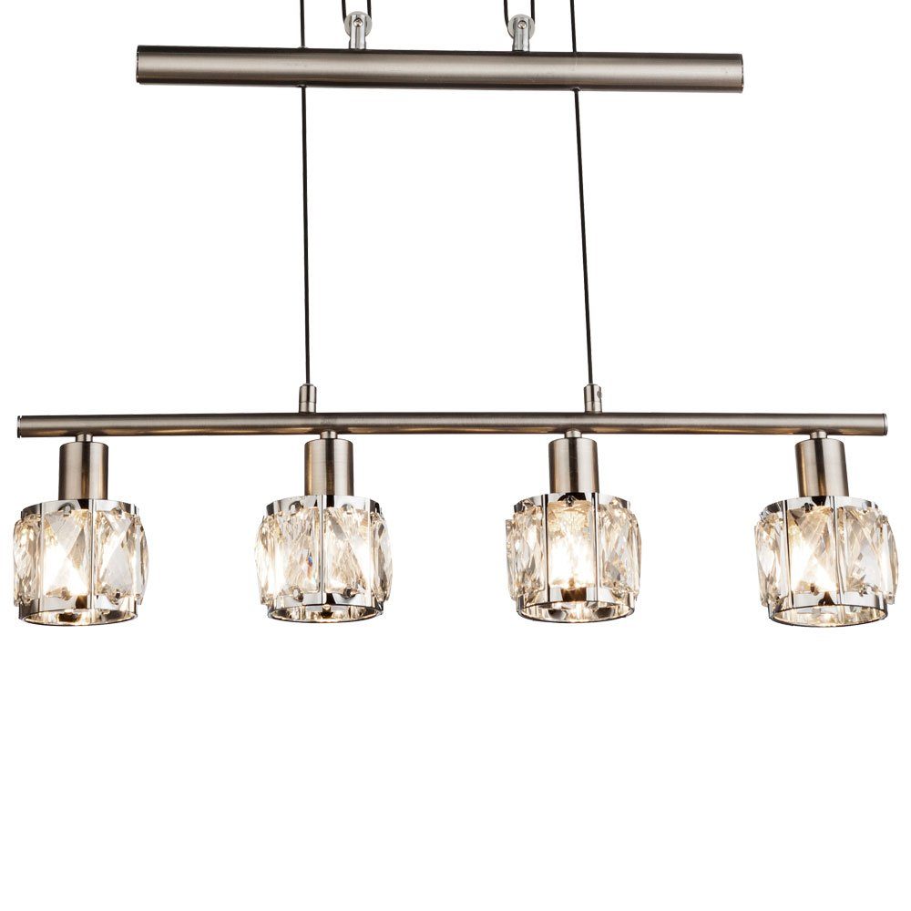 etc-shop Hängeleuchte, Leuchtmittel nicht inklusive, Decken Hänge Leuchte Chrom Wohn Zimmer Glas Kristall Pendel Lampe