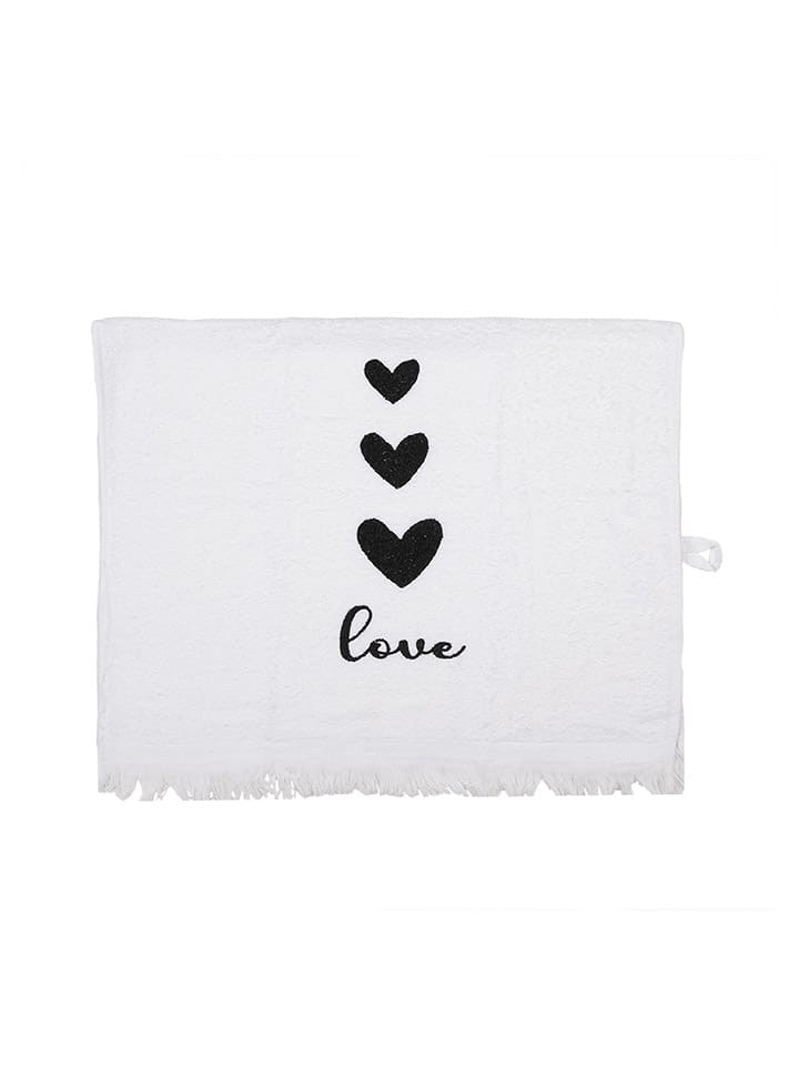 Clayre & Eef 2er-Set: Gästehandtücher in Creme/ Schwarz - (L)66 x (B)40 cm günstig kaufen onesize