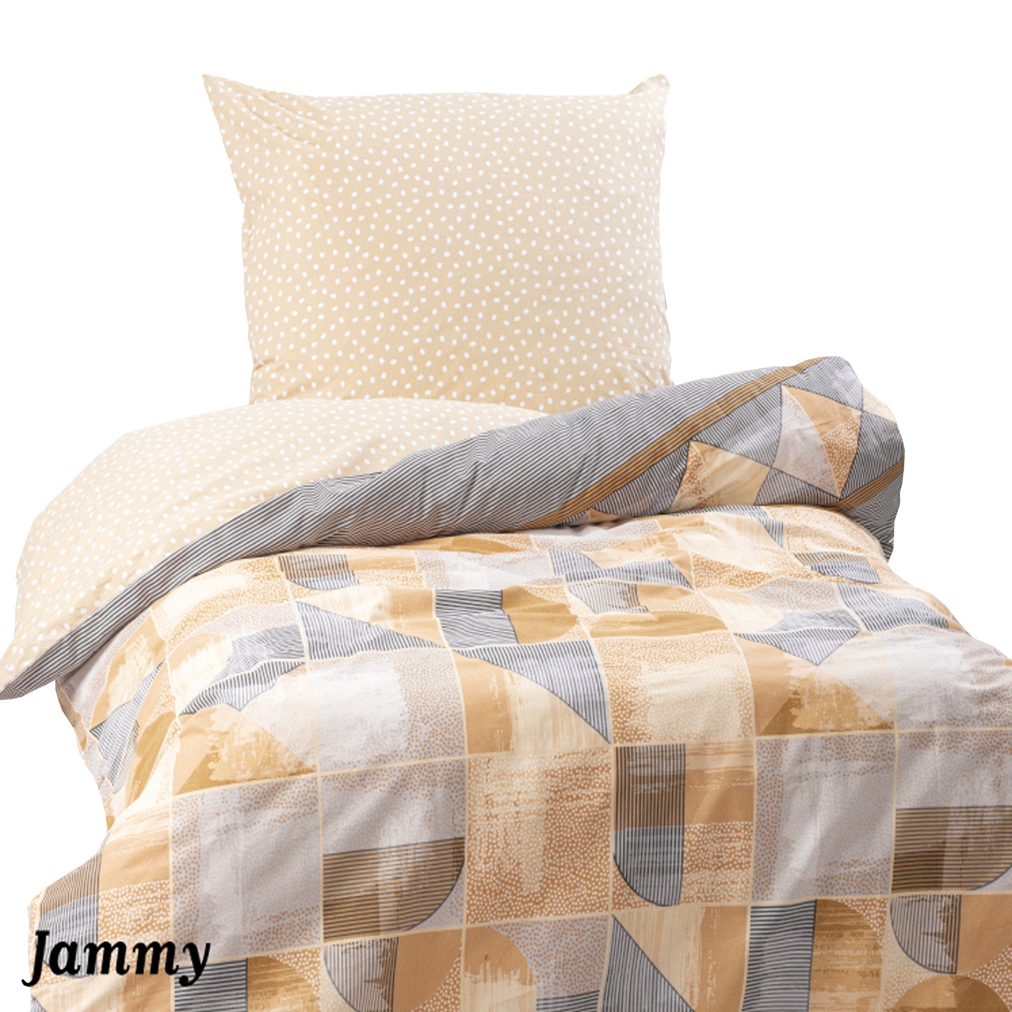 Bettwäsche Baumwolle 135x200, 155x200, 155x220, 200x200, 200x220 oder 240x220, Leonado Vicenti, Renforcé, 2 teilig, Wendebettwäsche gestreift mit Reißverschluss