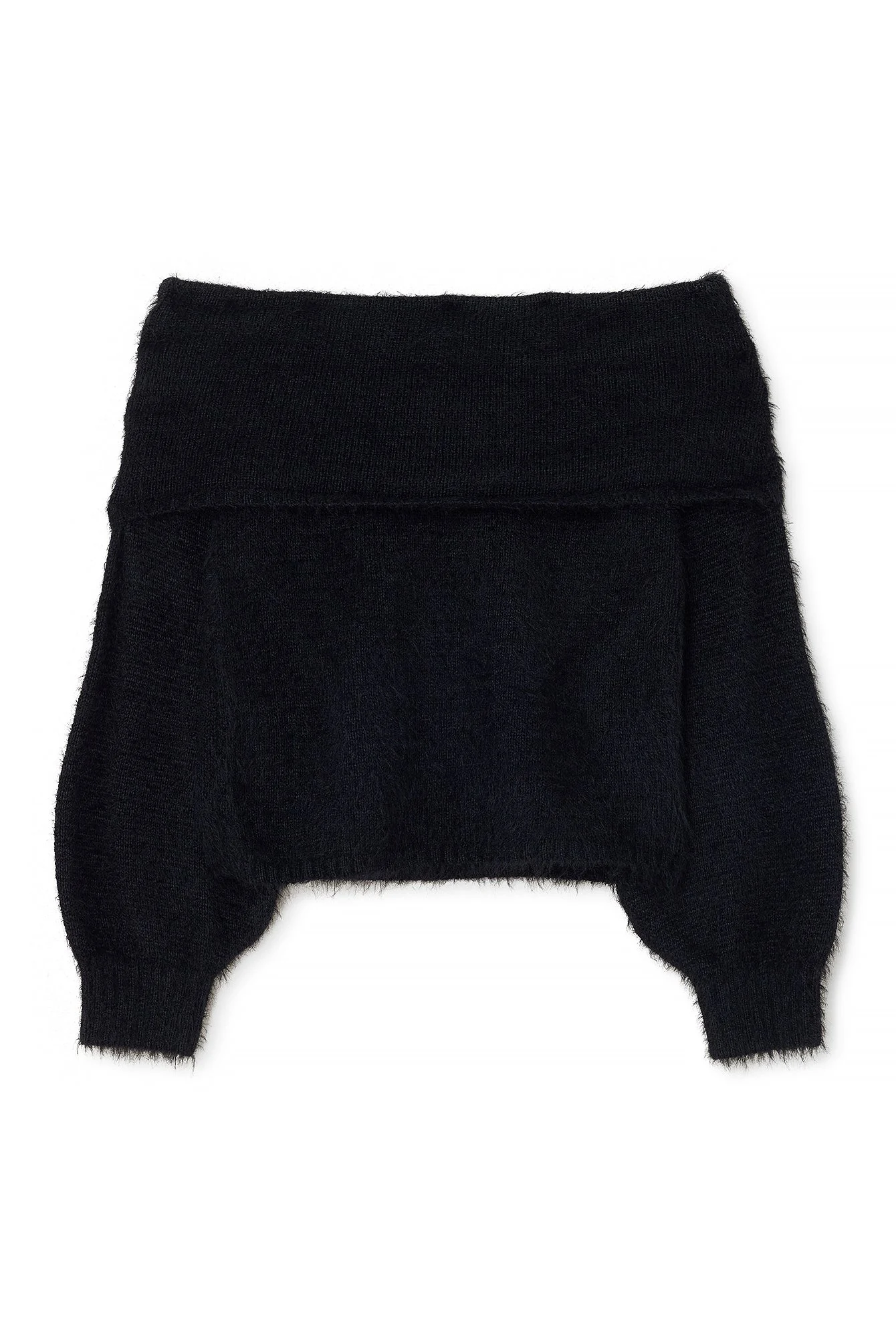 Schulterfreier Strickpullover mit Faltdetail