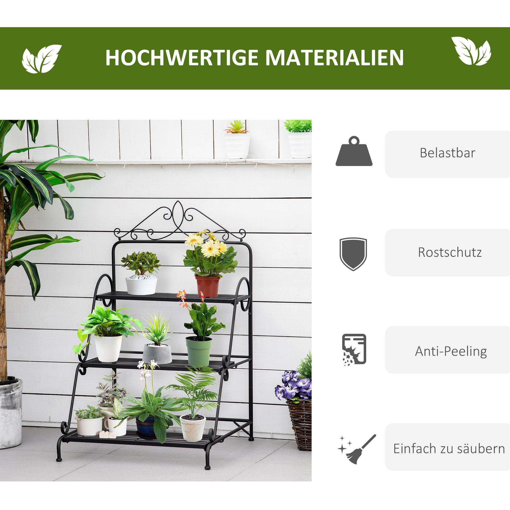 Outsunny Pflanzentreppe Pflanzenständer (Set, 1 St), mit erhöhtem Design
