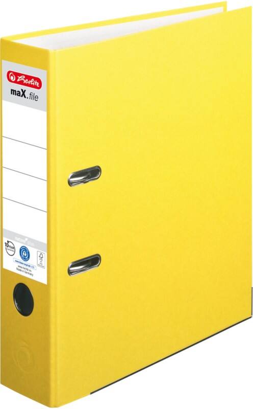 herlitz maX.file nature plus Ordner DIN A4 80 mm Gelb 2 Ringe Pappkarton, PP (Polypropylen) Texturiert Hochformat