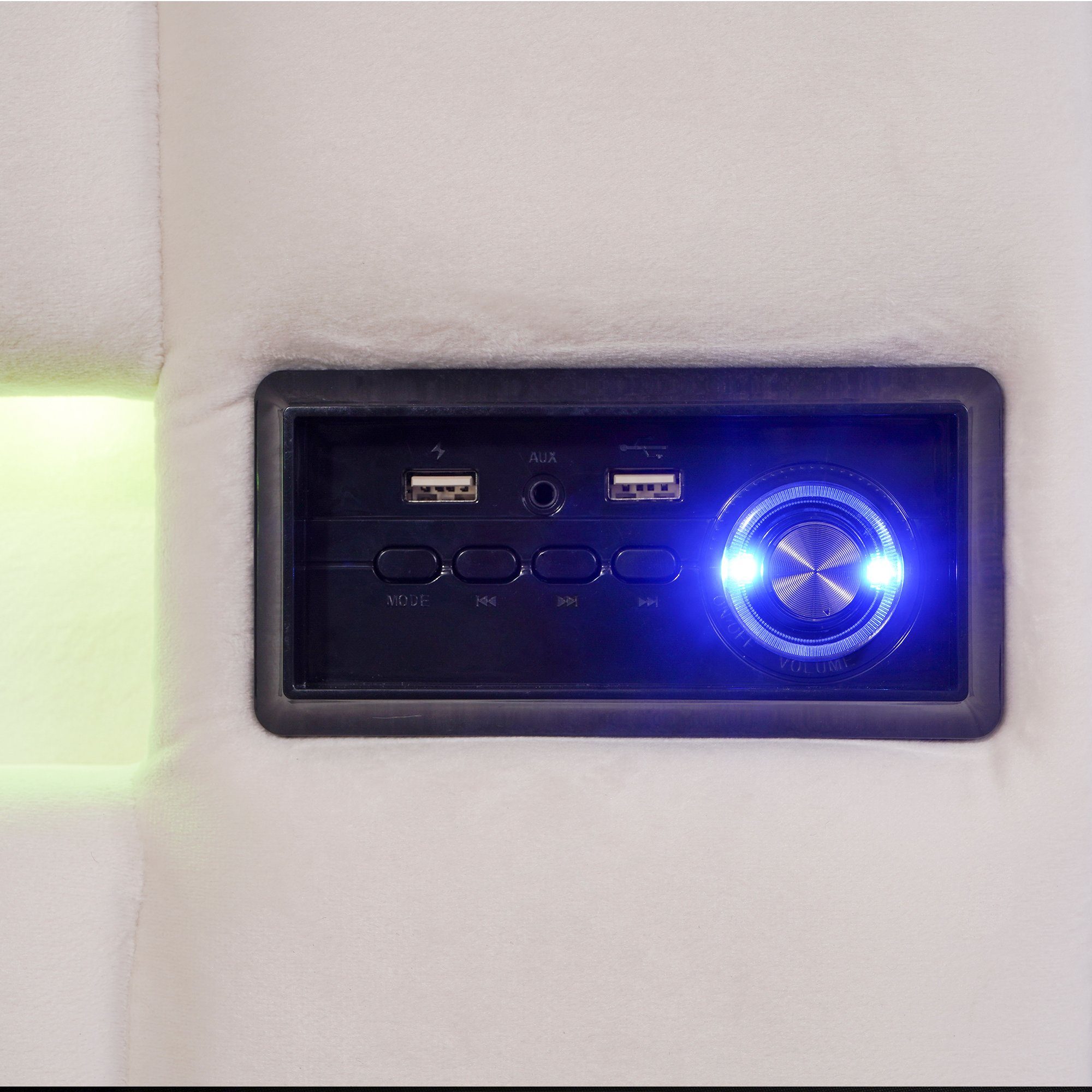 Flieks Polsterbett, LED-Licht USB-Laden hydraulisches Holzbett Samt 140x200cm