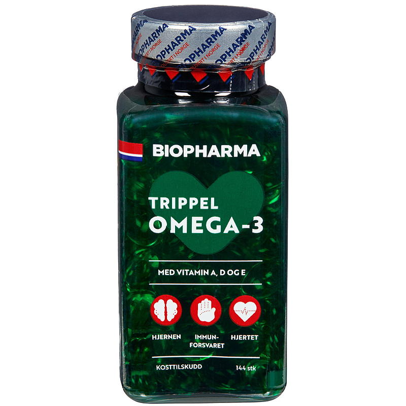 Biopharma Omega-3 trippel 144 kapsler Biopharma