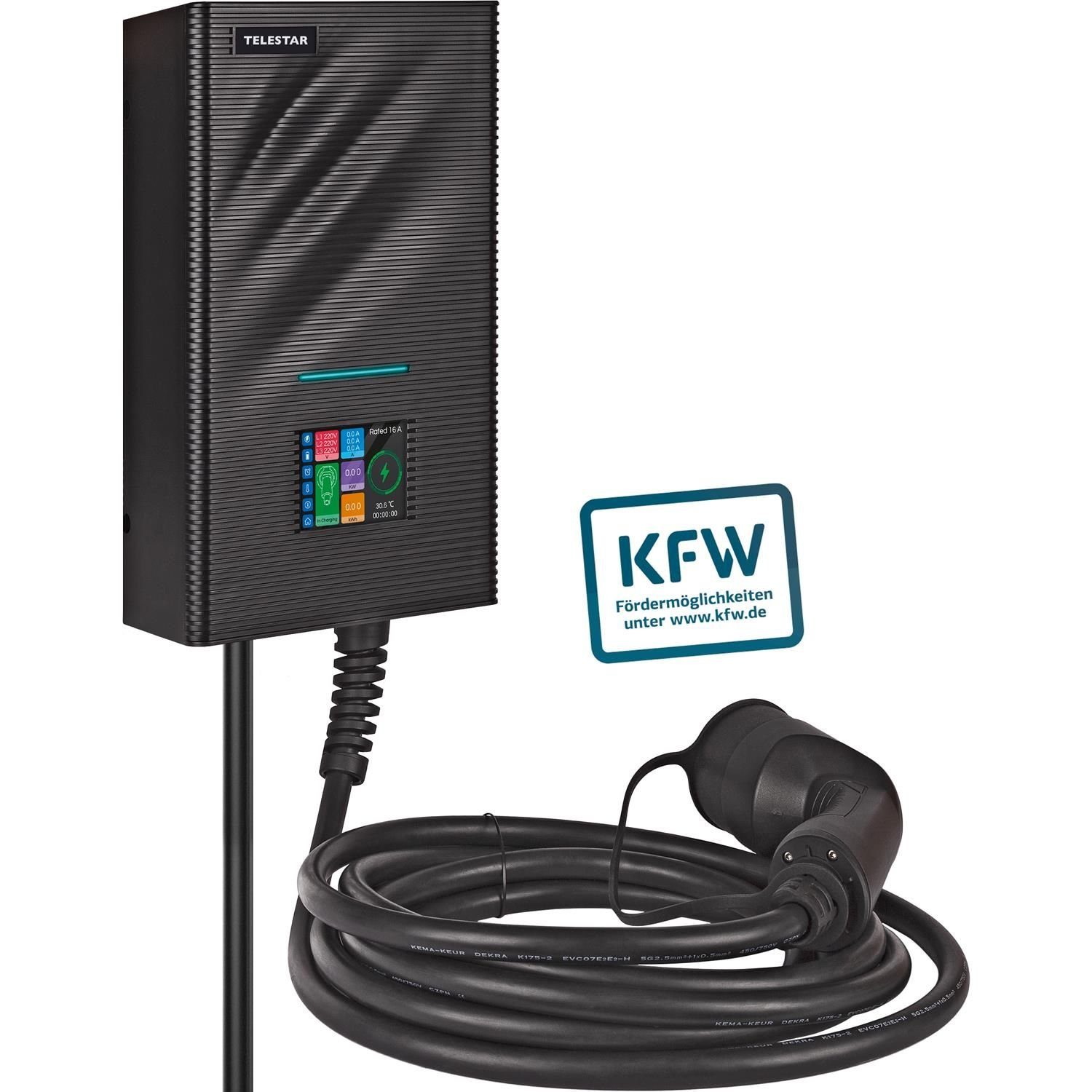 TELESTAR Elektroauto-Ladestation EC 311 S6 Wallbox (6m Ladekabel Typ2,11 kW, KfW förderfähig, Smart), 3, Freischaltung der Ladevorgänge über Touchscreen Smartphone App