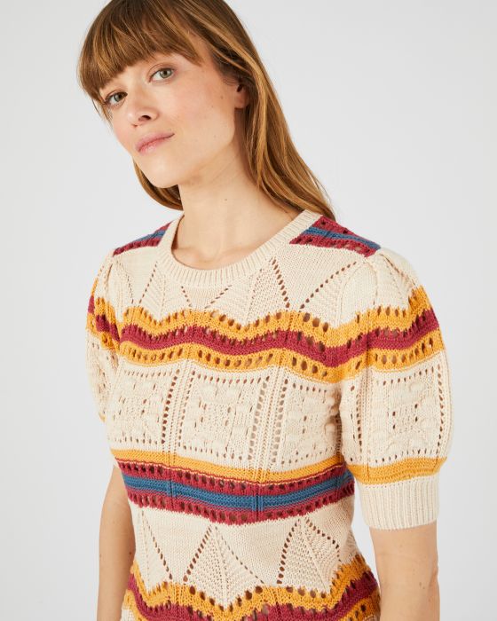 Pull maille ajourée colorée