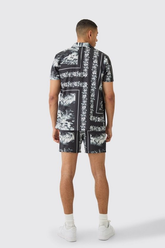 Kurzärmliges Satin-Hemd & Shorts