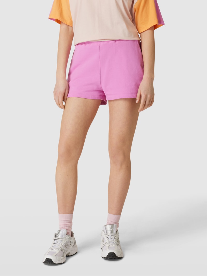 Sweatshorts mit Label-Stitching in pink