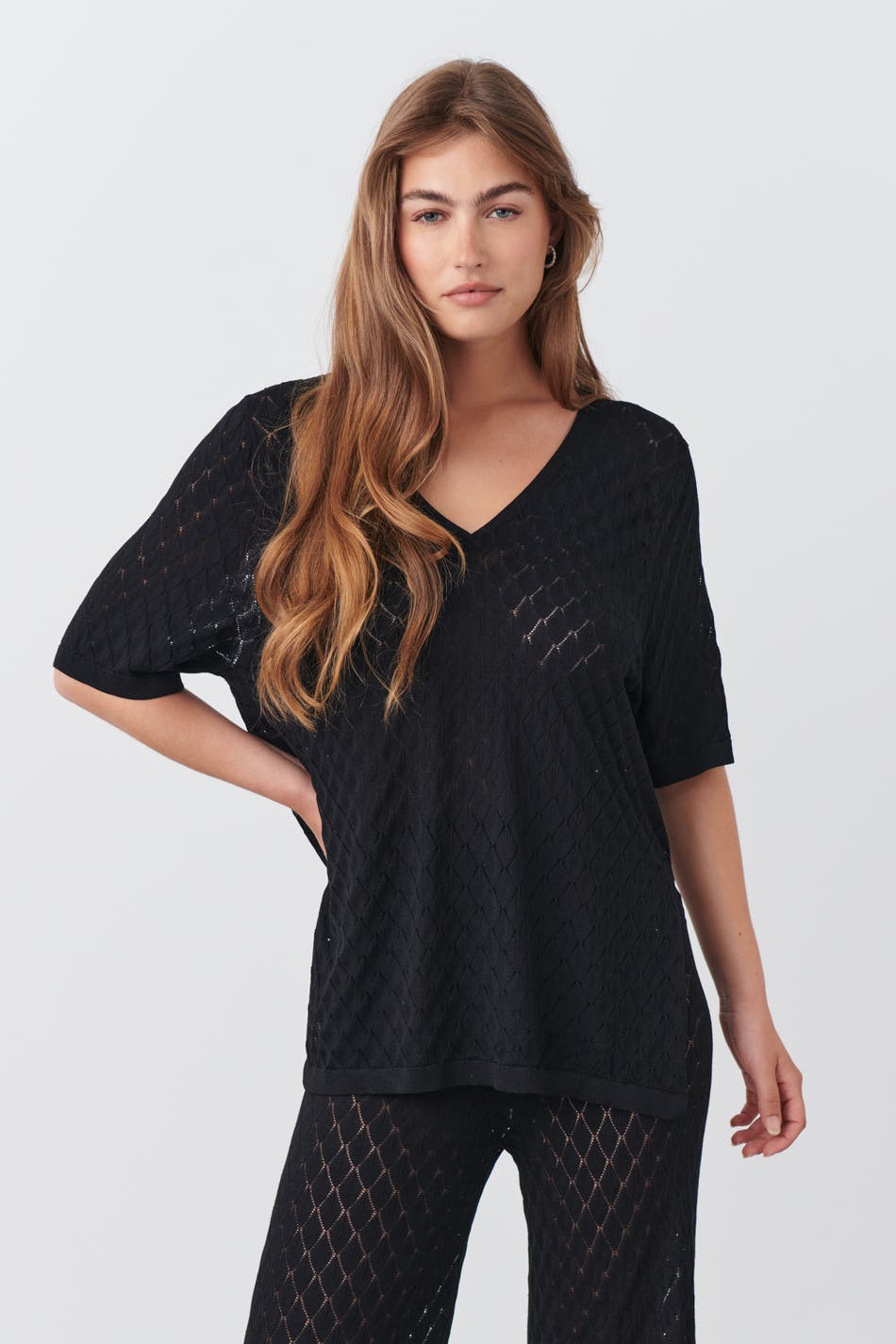 Pointelle knitted top