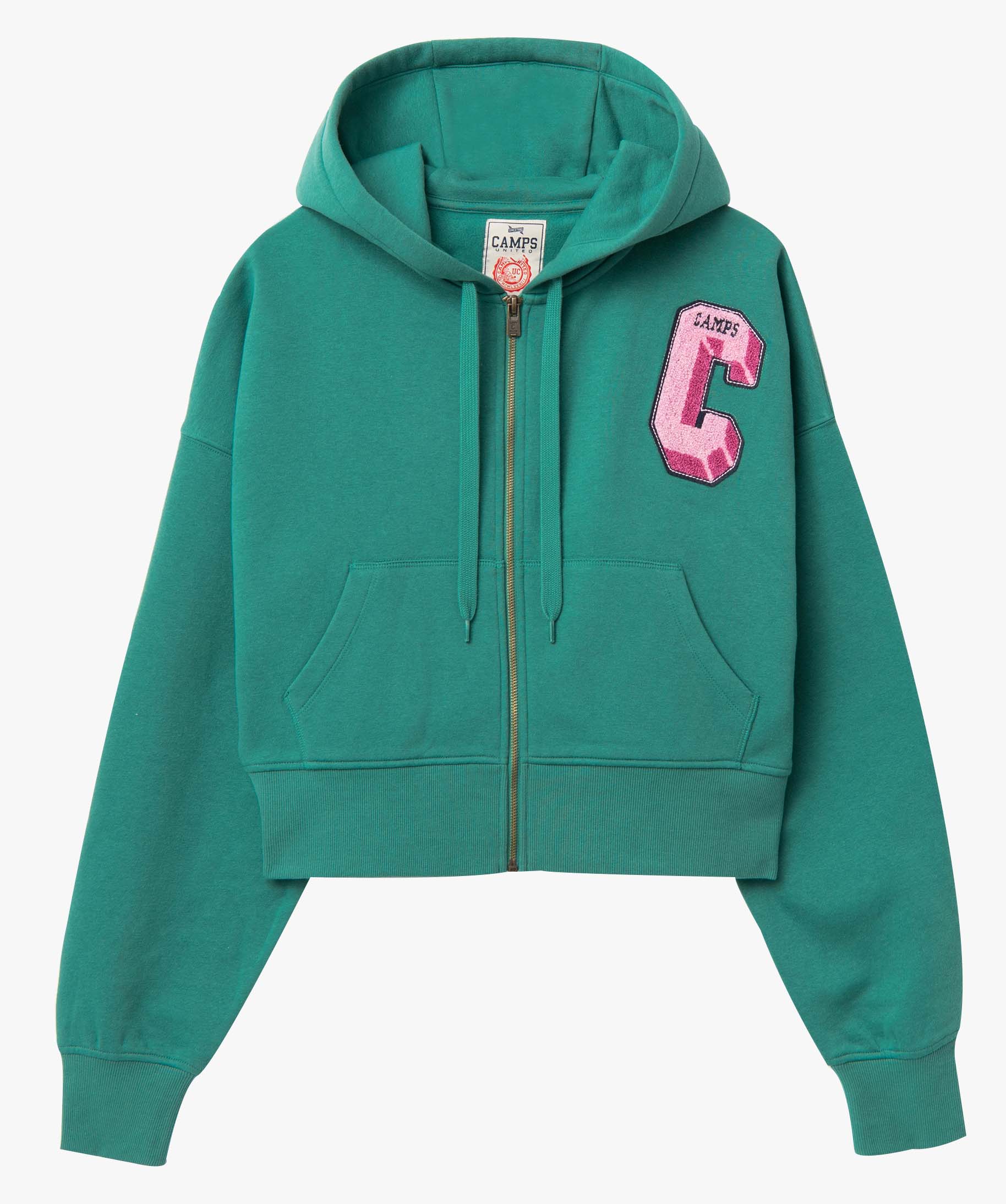 Sweat femme zippé coupe ample et courte - Camps United vert | GEMO