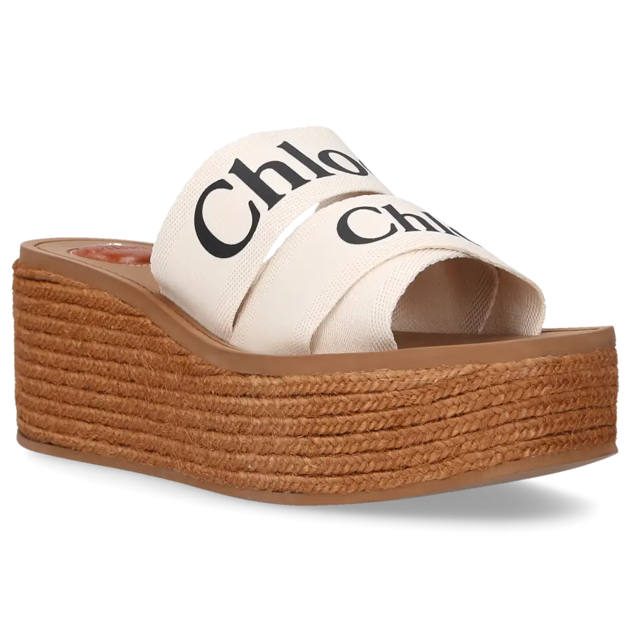 Chloé - Sandalen WOODY Baumwolle - weiß
