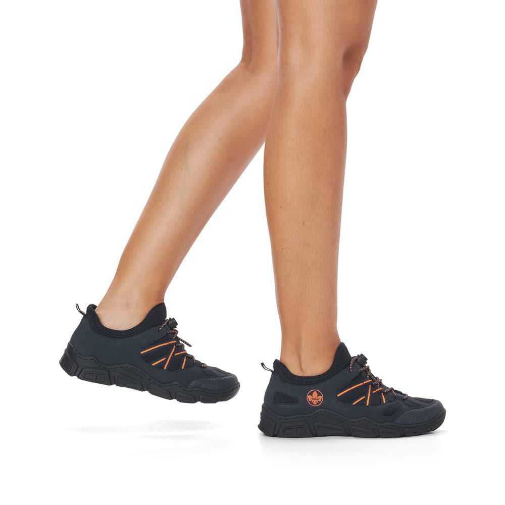 Rieker Damen Slipper marineblau-orange