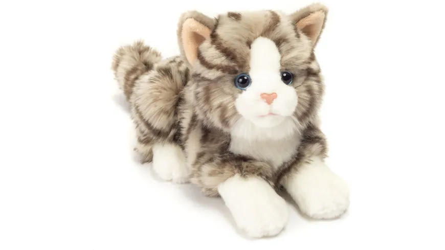 Teddy-Hermann - Katze liegend grau, 20 cm