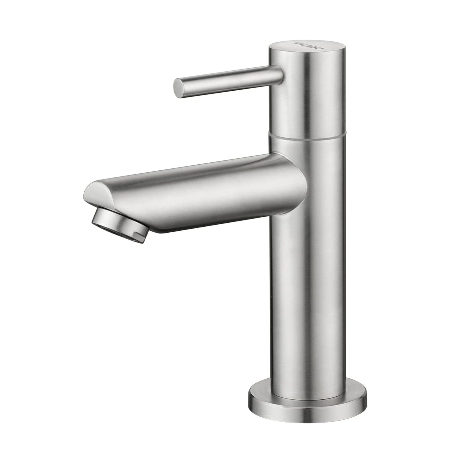 CECIPA Waschtischarmatur Waschtischarmatur Edelstahl Wasserhahn für Kaltwasser Bad Armatur