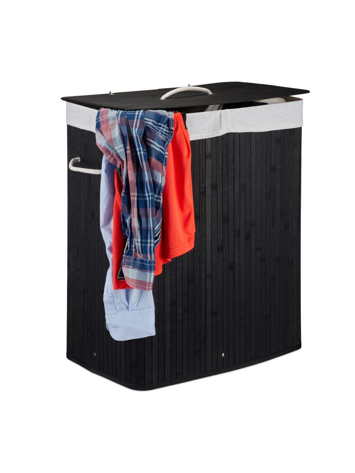 relaxdays Wäschekorb in Schwarz - (B)55 x (H)63 x (T)35 cm günstig kaufen onesize
