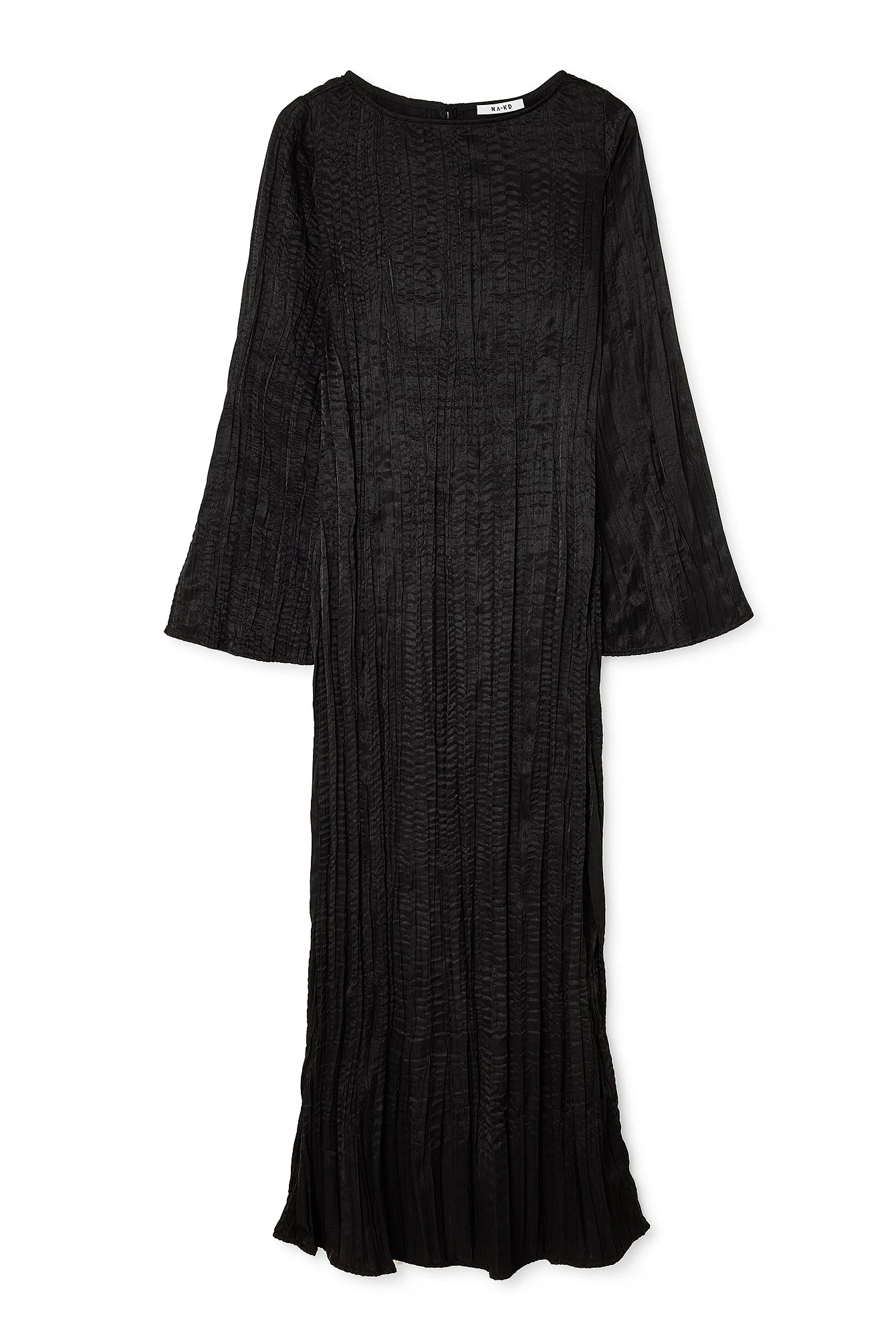 Maxikleid in Knitteroptik mit langen Ärmeln und offenem Rücken
