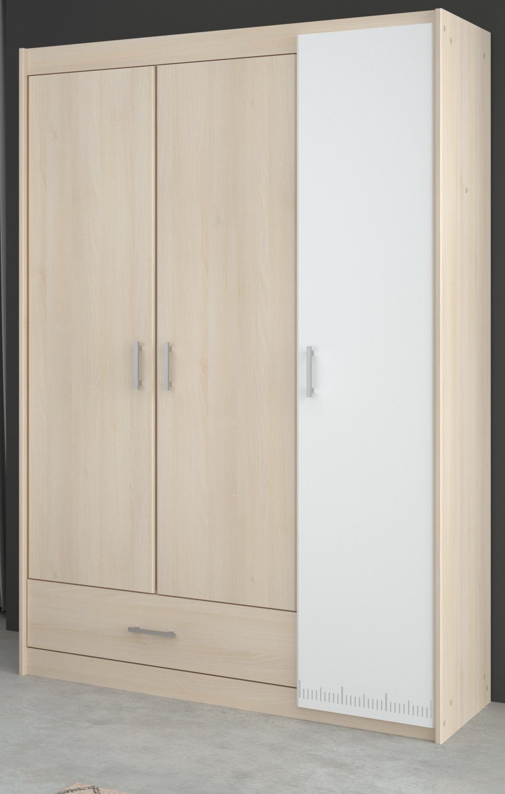 Parisot Jugendzimmer-Set Charly, (Komplett-Set 4-teilig, mit Stauraumbett 90x200 cm und Kleiderschrank 3-türig)