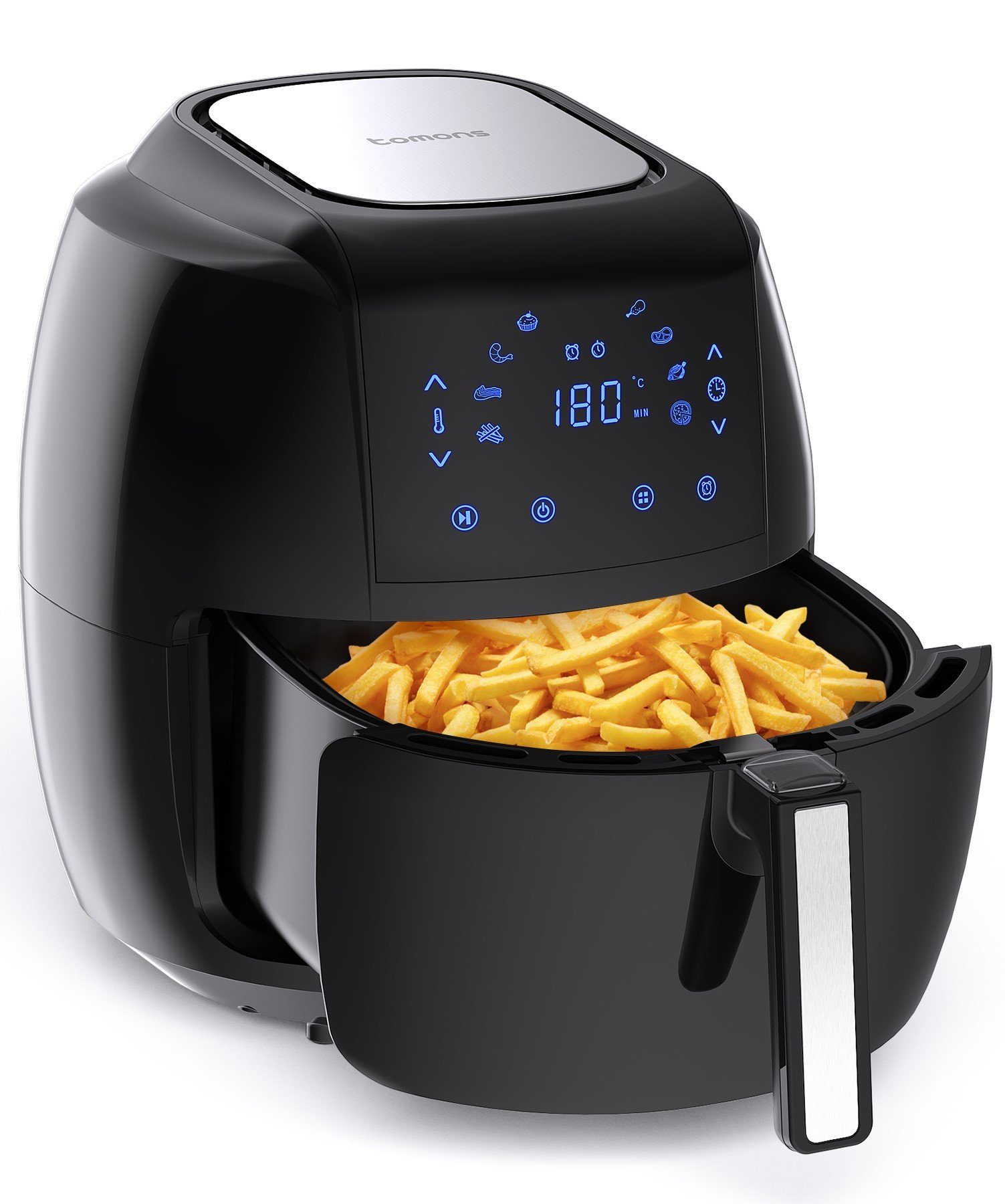 Tomons Heißluftfritteuse XXL 5,5L Elektrofritteuse Airfryer, ohne Fett und Öl, 1800,00 W