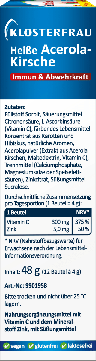 Heiße Acerola Kirsche zuckerfrei 12 St, 48 g