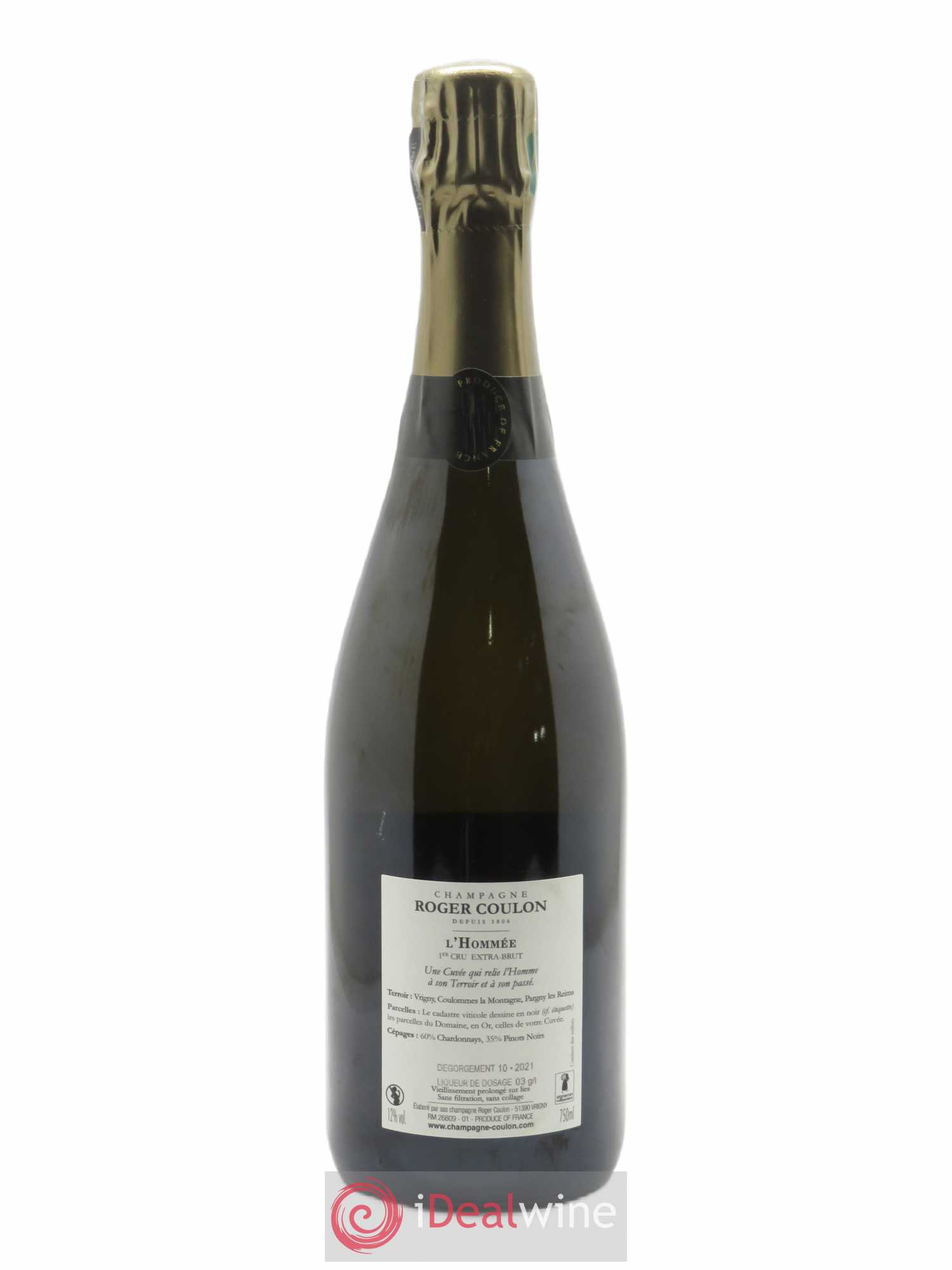 L'Hommée Extra Brut Premier Cru Roger Coulon   - Lot de 1 Bouteille