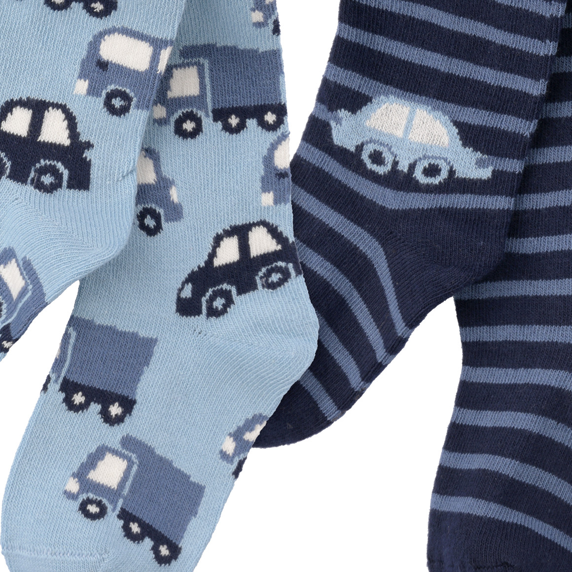 2 Baby Strumpfhosen mit Auto-Motiven