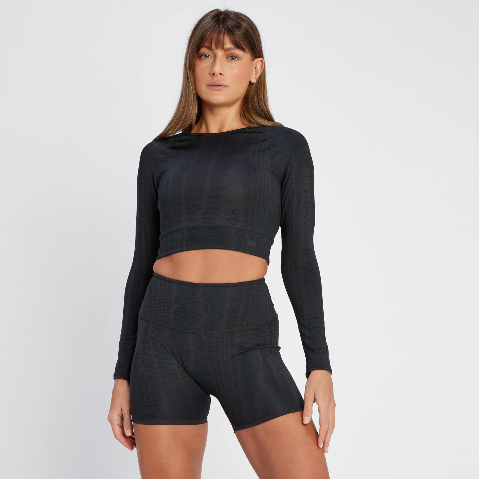 Crop top réversible à manches longues MP Tempo pour femmes – Noir