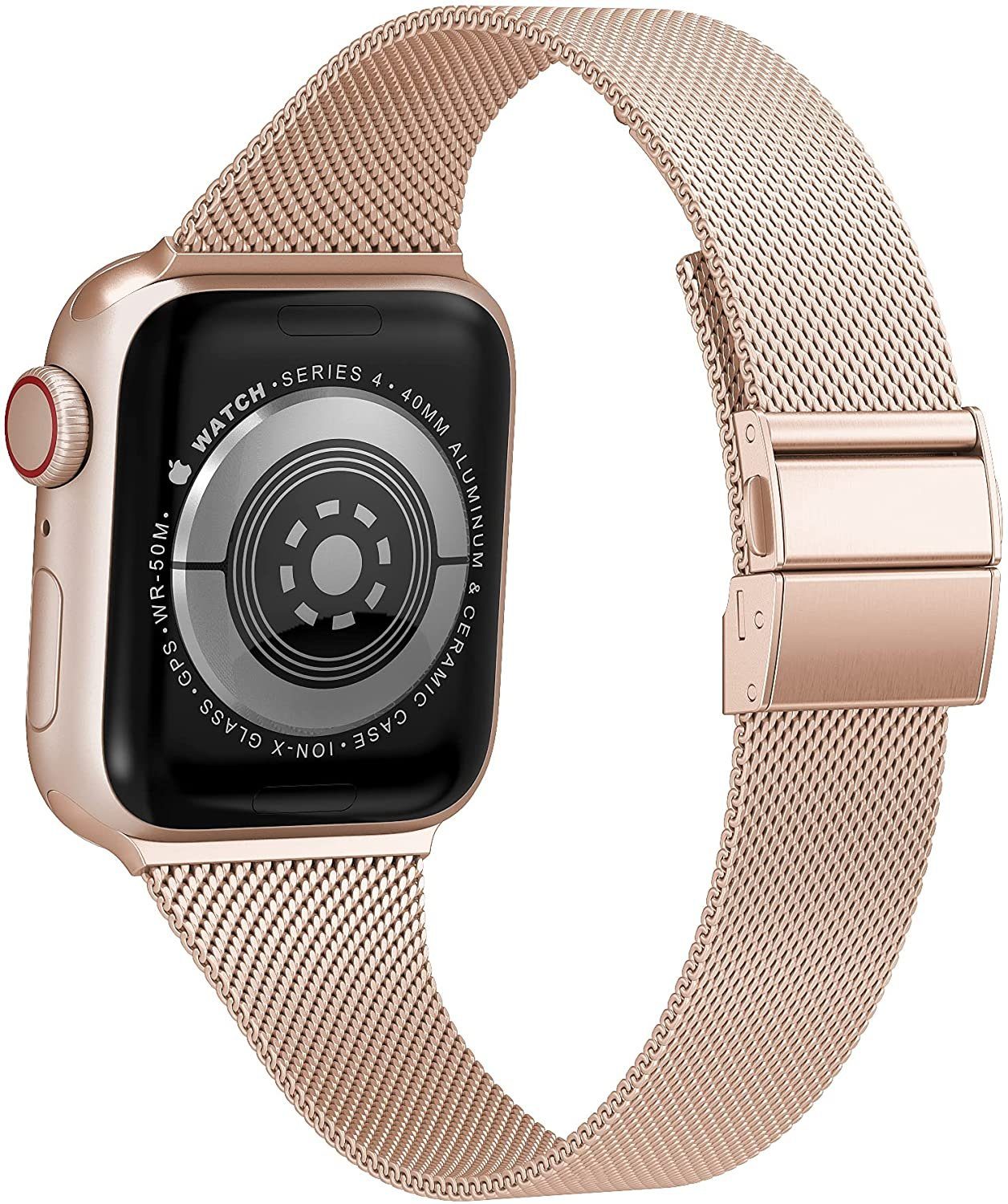edimens Smartwatch-Armband für Apple Watch 38/40/41mm Edelstahl Metallarmband, Schlank, mode, für Damen