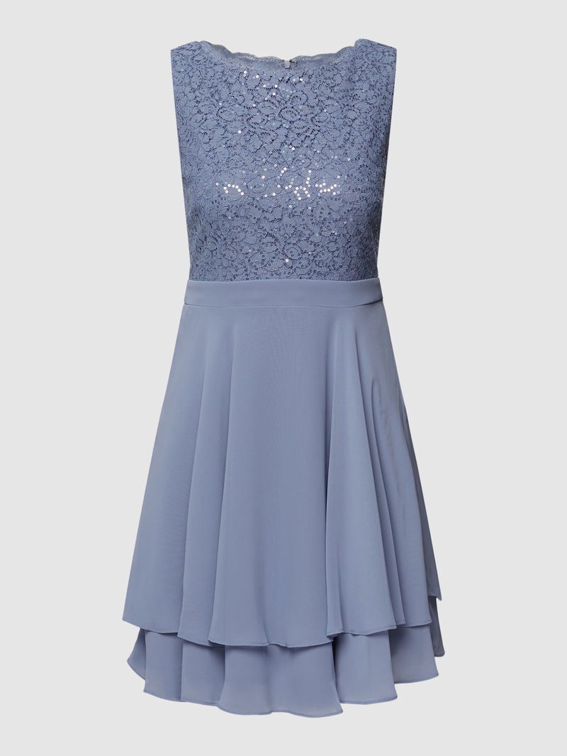 Cocktailkleid mit Paillettenbesatz in blau