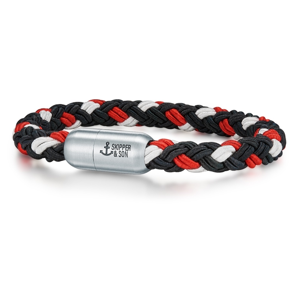 Skipper & Son Bracelet en acier inoxydable Nylon en Rouge Bracelet