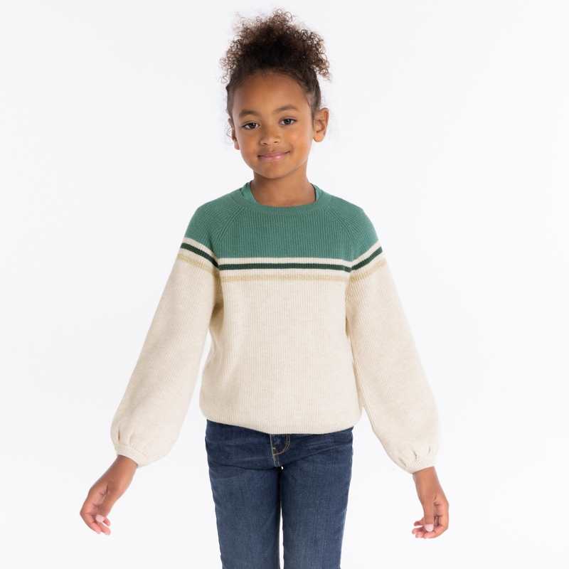 Pull à manches ballon beige fille