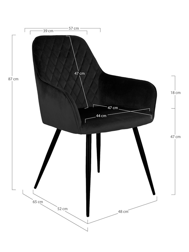 House Nordic 2er-Set: Esszimmerstühle in Schwarz - (B)65 x (H)87 x (T)57 cm günstig kaufen onesize