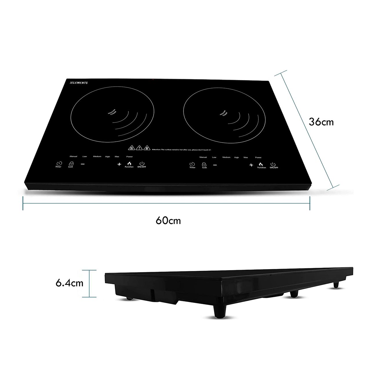 KB Elements ELK103P Doppel Induktionskochplatte 4000W 2 Herdplatten Display   Timmer