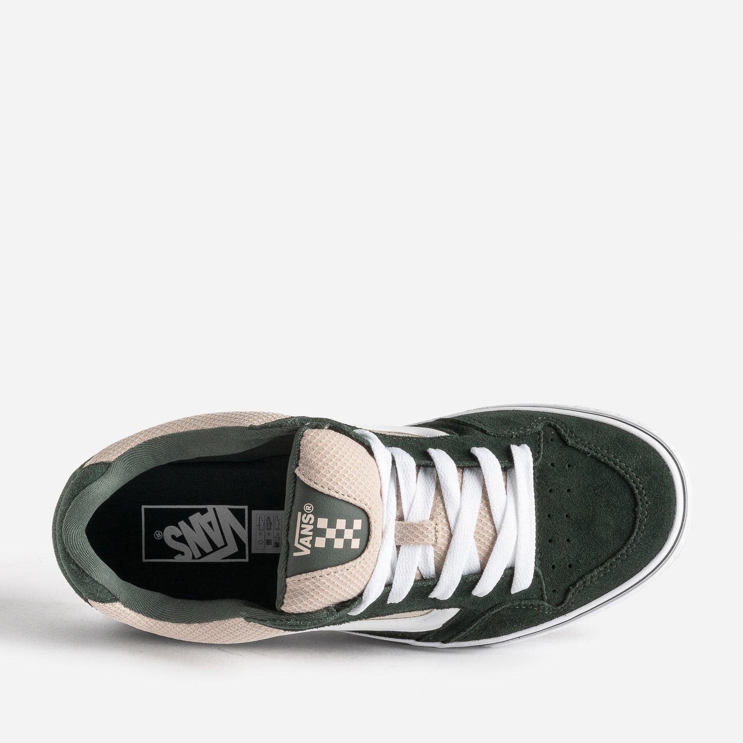 Tennis VANS vert foncé cuir velours mesh beige