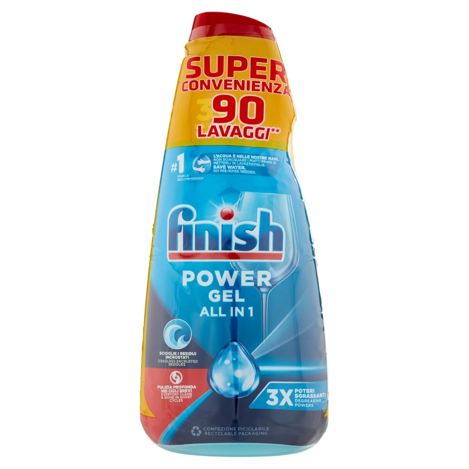 Detergent lichid pentru mașina de spălat vase Finish Power Gel Fresh 3 x 30 spălări 3 x 600 ml