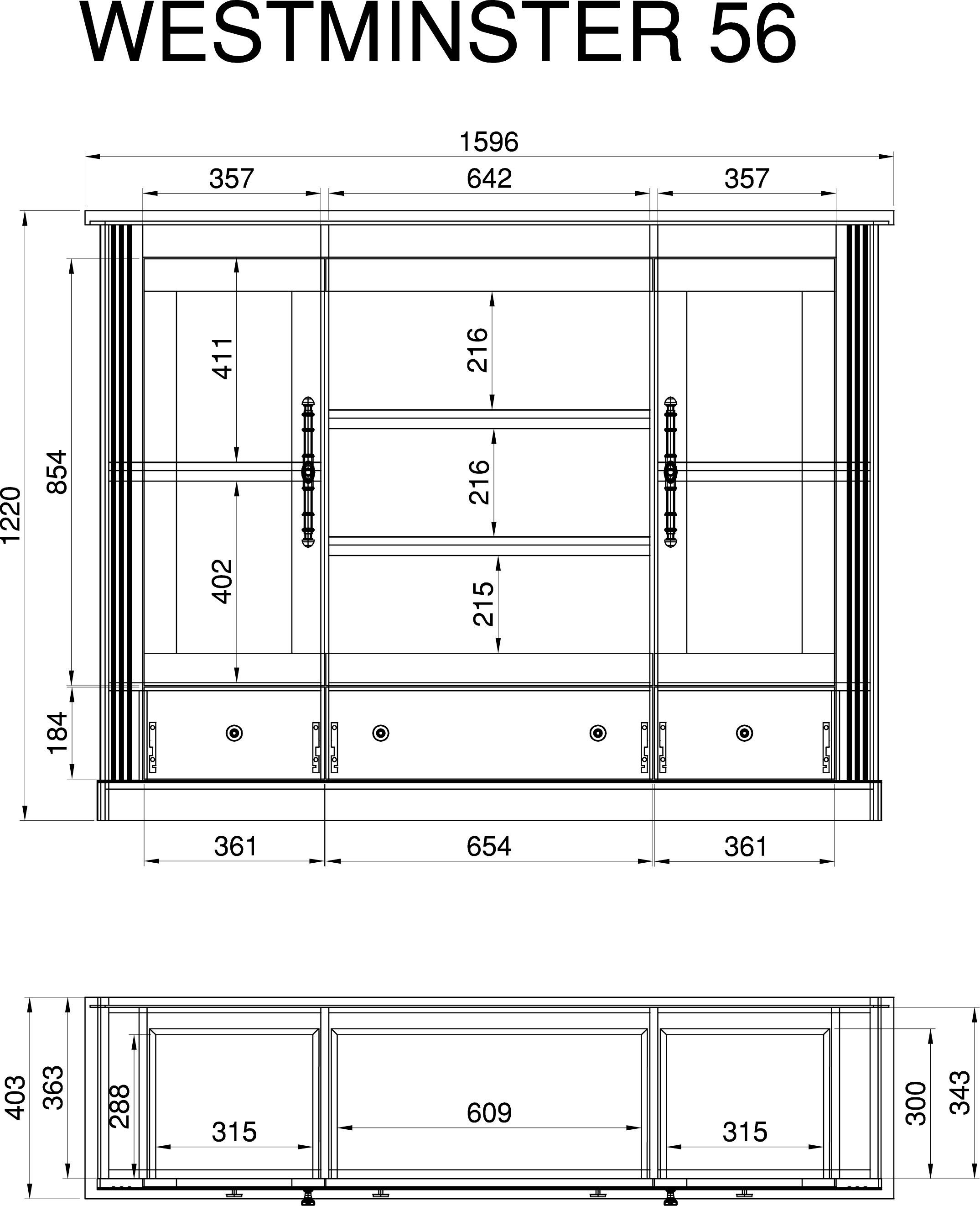 Home affaire Highboard Westminster, im angesagten Landhaus-Look