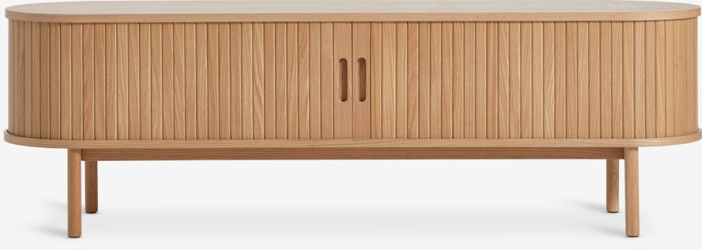 LYNGVIG Meuble TV LYNGVIG 160cm 2 portes latérales avec volets roulants, chêne naturel