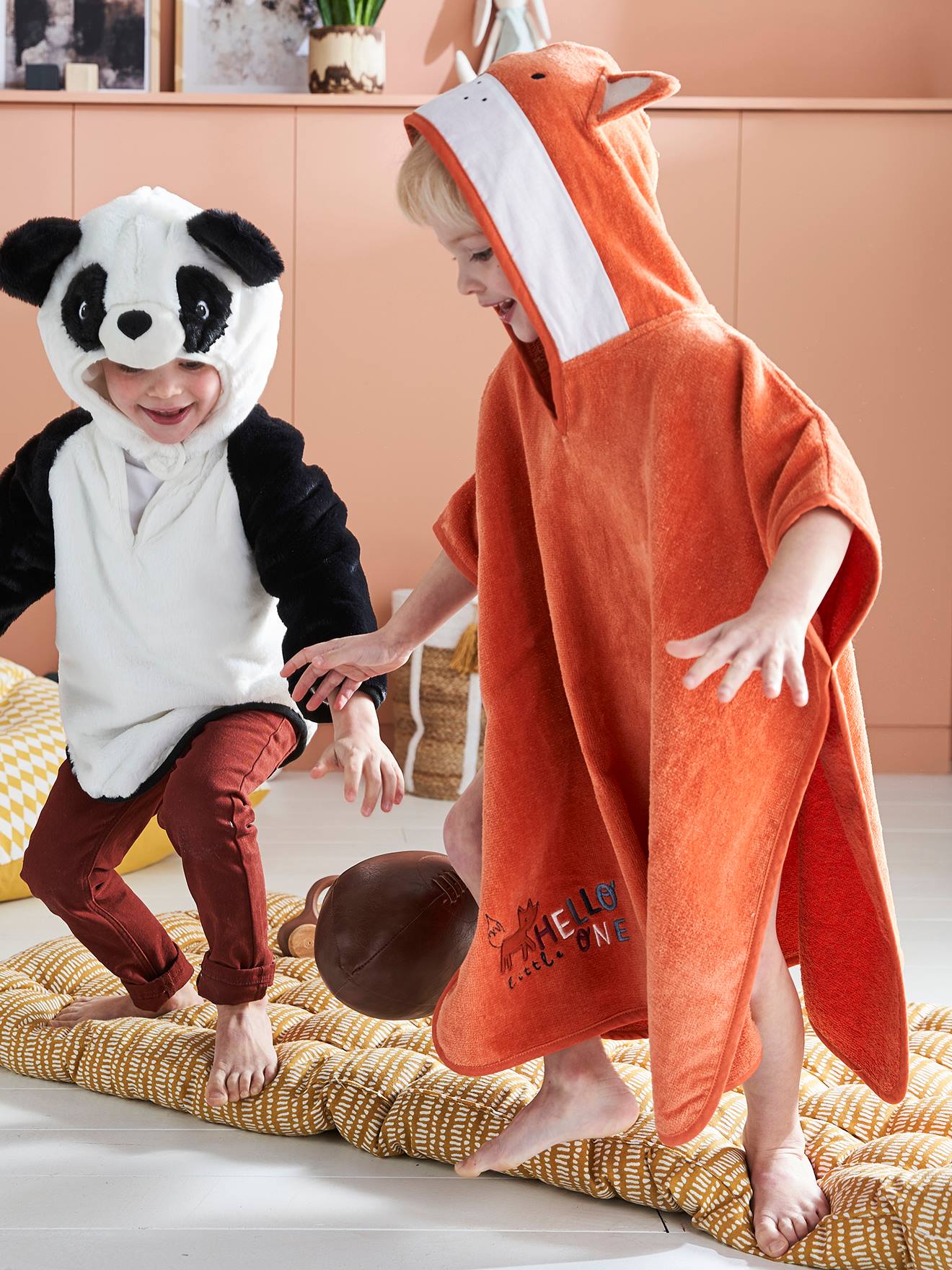 Vertbaudet Kinder Bade-Poncho, Fuchs-Kostüm Oeko-Tex, personalisierbar - ziegel