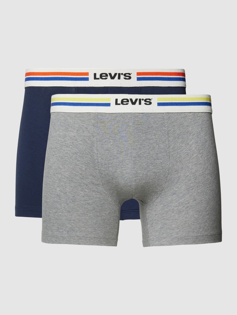 Boxershorts mit Label-Bund im 2er-Pack in marineblau