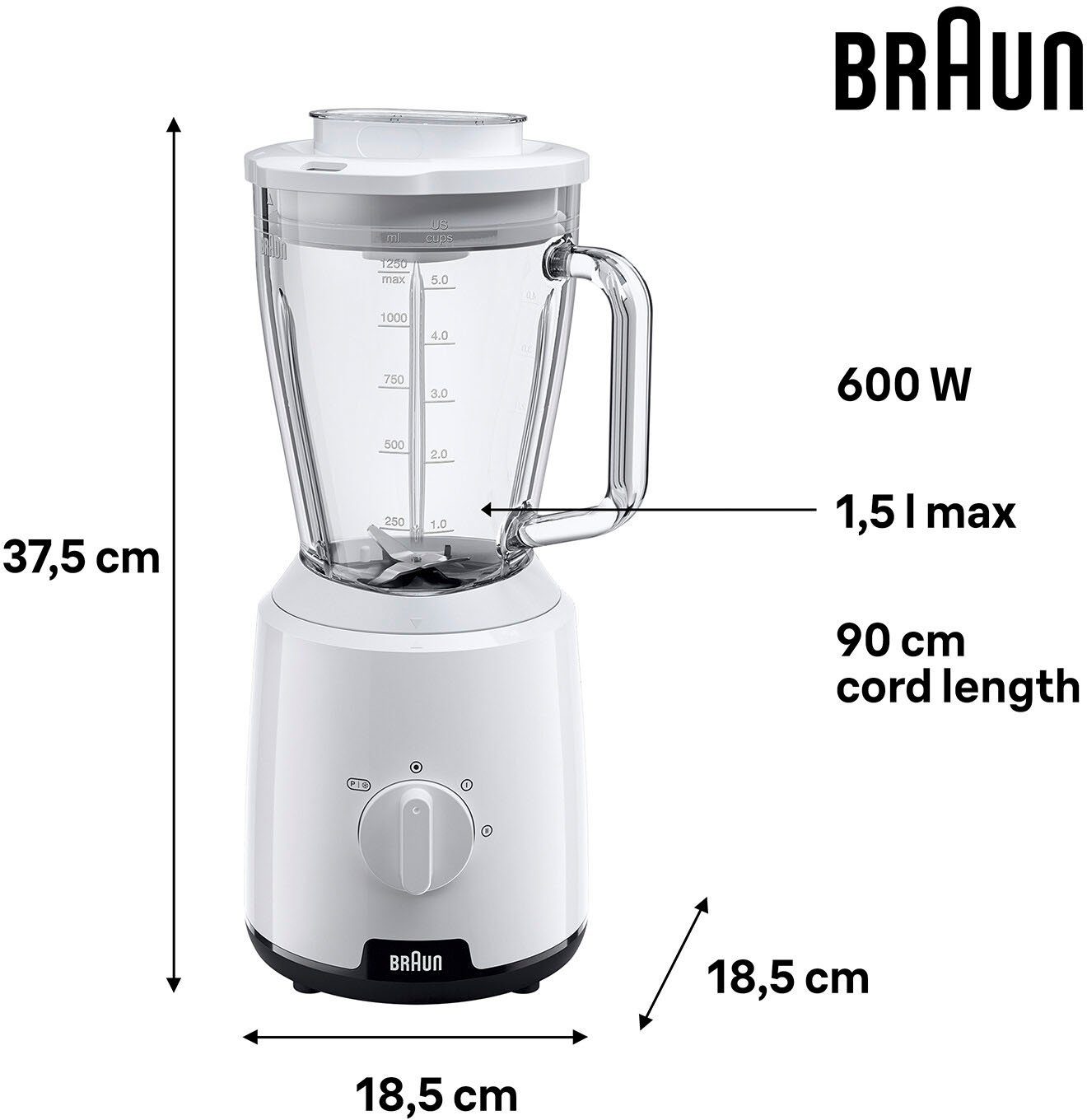 Braun Standmixer PowerBlend 1 JB 1050 WH, 600 W