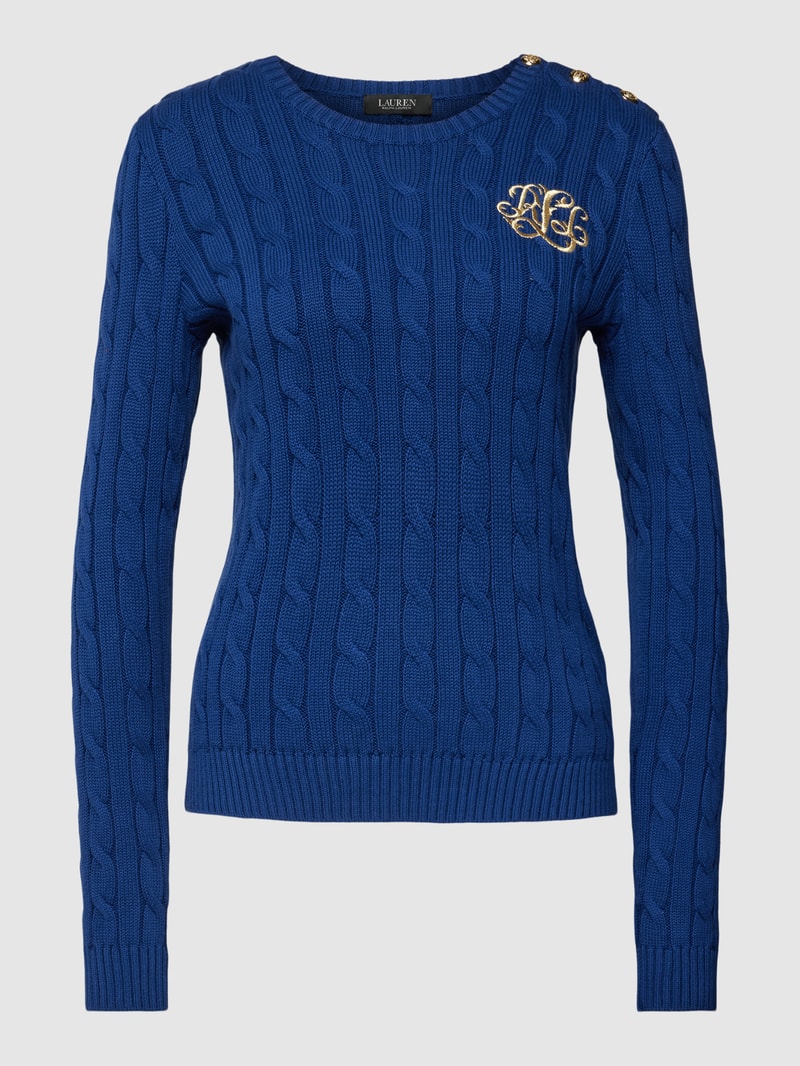 Strickpullover mit gerippten Abschlüssen in royalblau