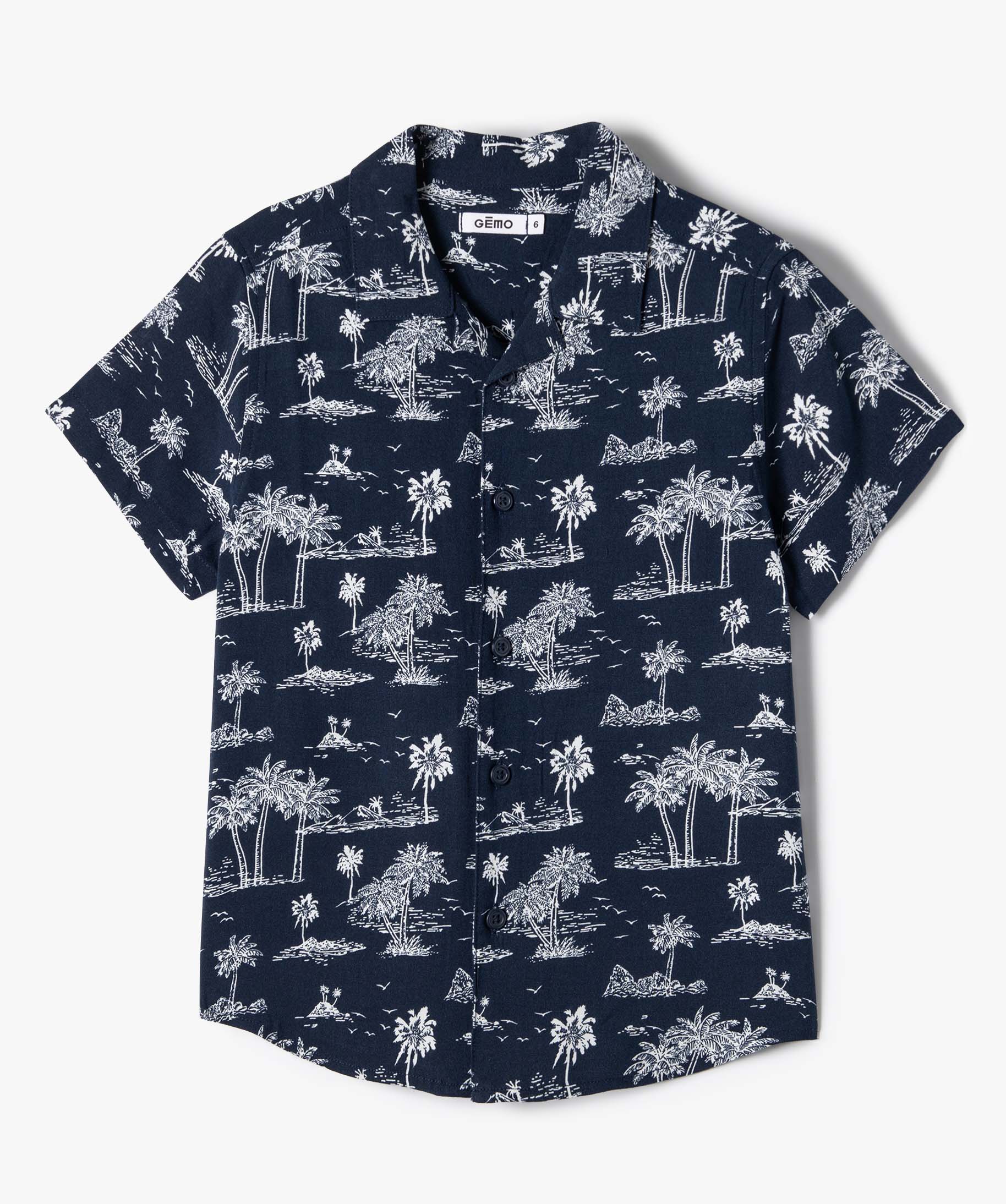 Chemise Garçon à manches courtes avec motifs palmiers imprime | GEMO