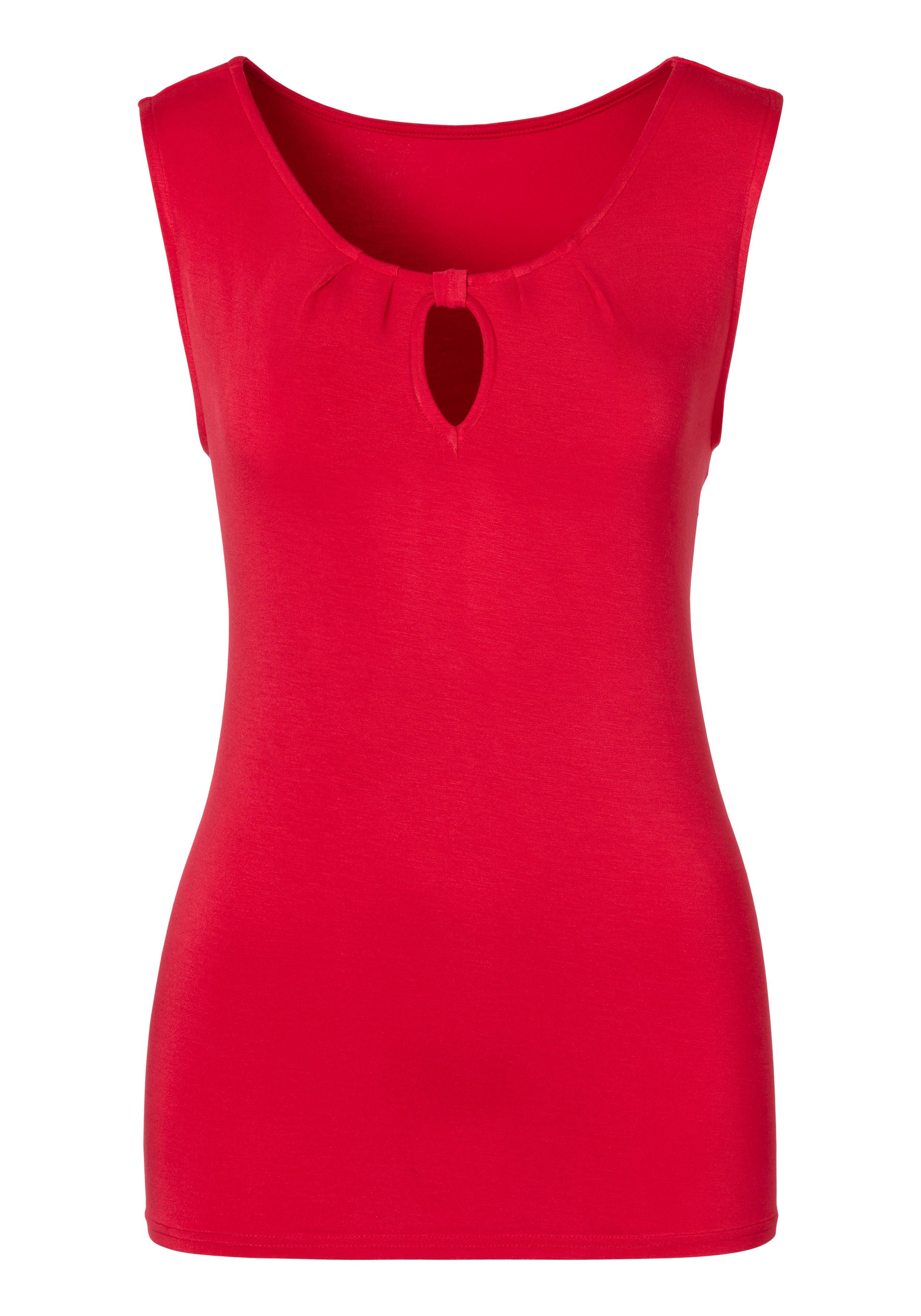 LASCANA Shirttop (Packung, 2er-Pack) mit kleinem Cut-Out am Ausschnitt