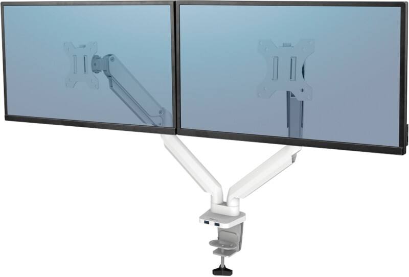 Fellowes Doppel Monitorarm 8056301 Höhenverstellbar Weiß 2 USB-Anschlüsse
